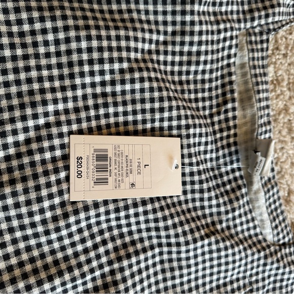 A New Day L Black/White Checkered Sleeveless Square Neck Blouse NWT Women's Top - Picture 3 of 8